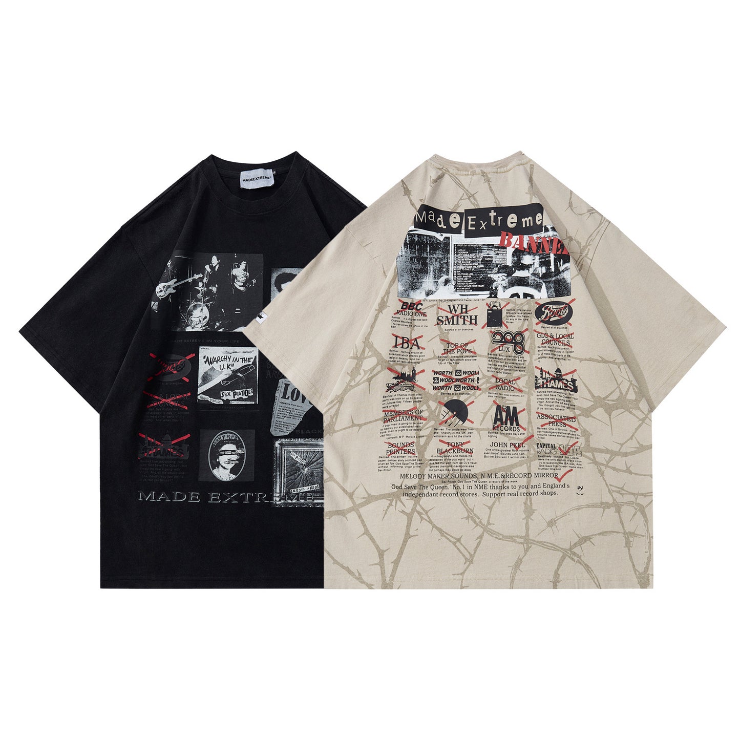 T-shirt à manches courtes et col rond imprimé avec le logo d'une marque de mode.