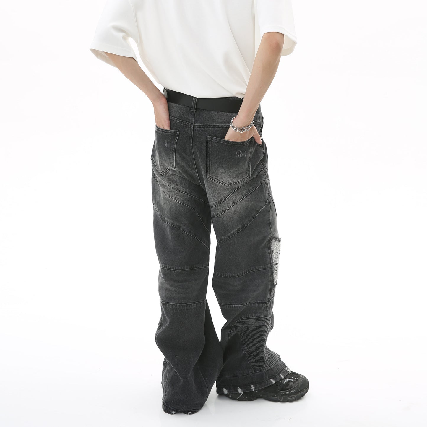 New Style Loose Straight Wide Leg Mopping Hip Hop Denim Pants