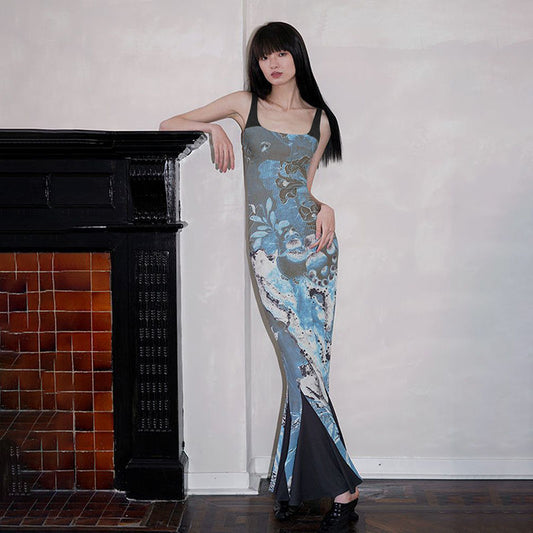 Fishtail Dress With Adjustable Suspenders