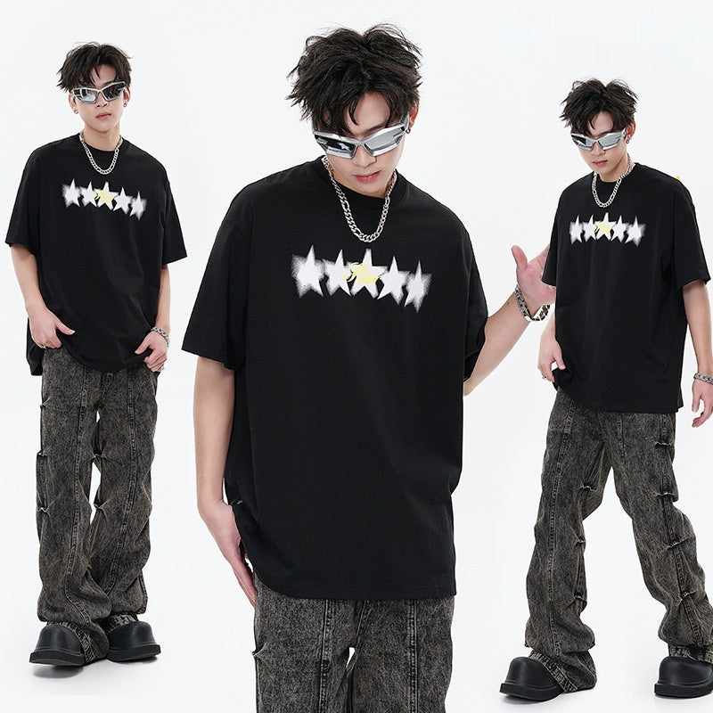 270g Removable XINGX Decorative Loose Round Neck Print T-shirt