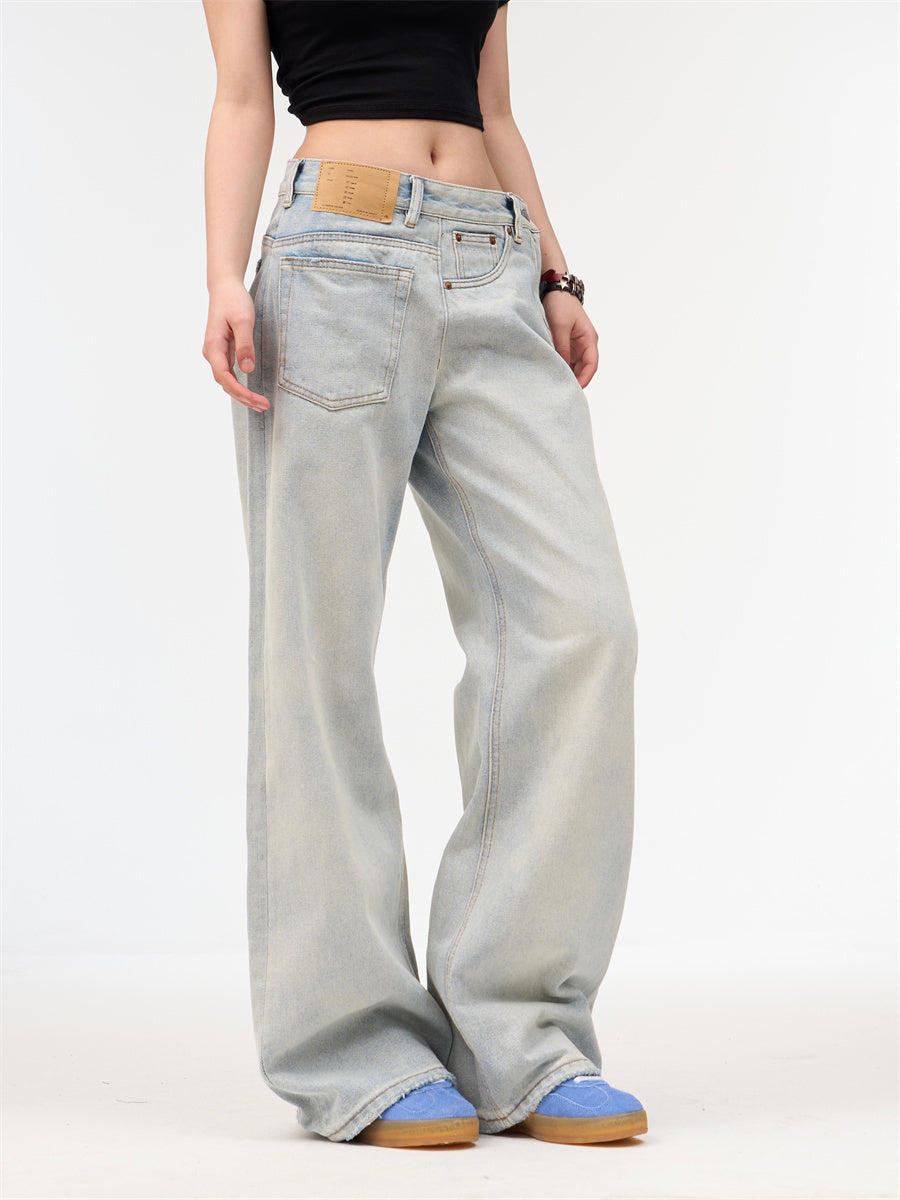 Loose Retro Washed Light Colored Jeans