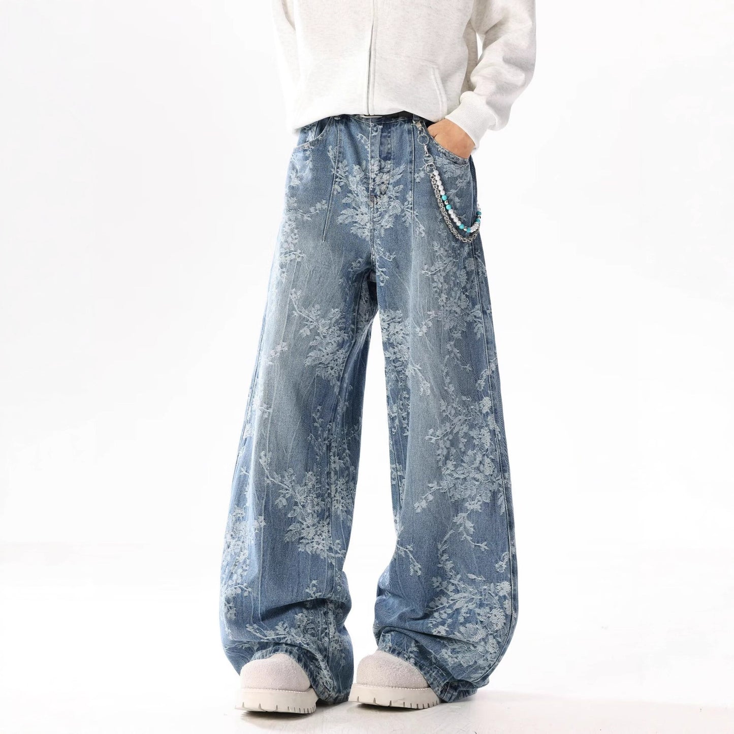 High-waisted, Loose-fitting Wide-leg Pants With A Retro Straight Cut