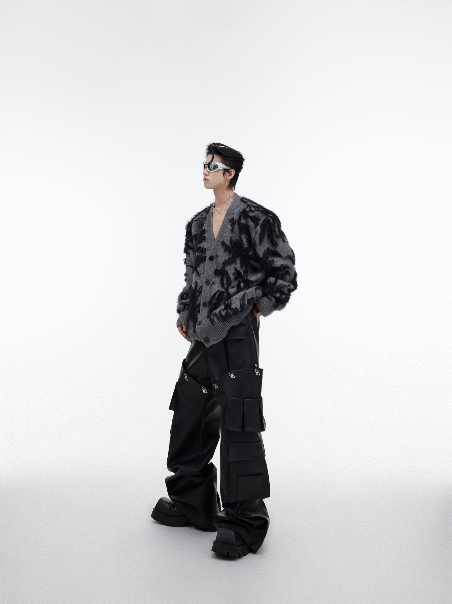 Veste pull en tricot à col en V de style rétro pour homme