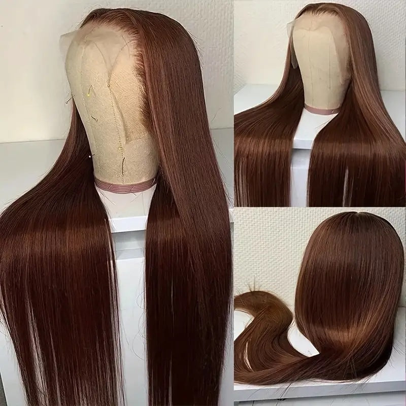 Long Straight Hair Wig Lace Medium Dark Brown Wig