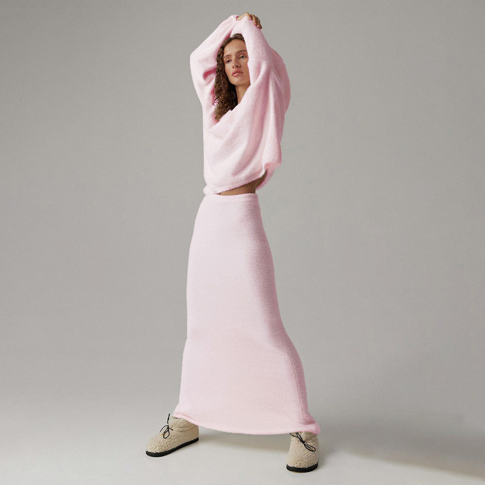 Ensemble pull simple en tricot col V