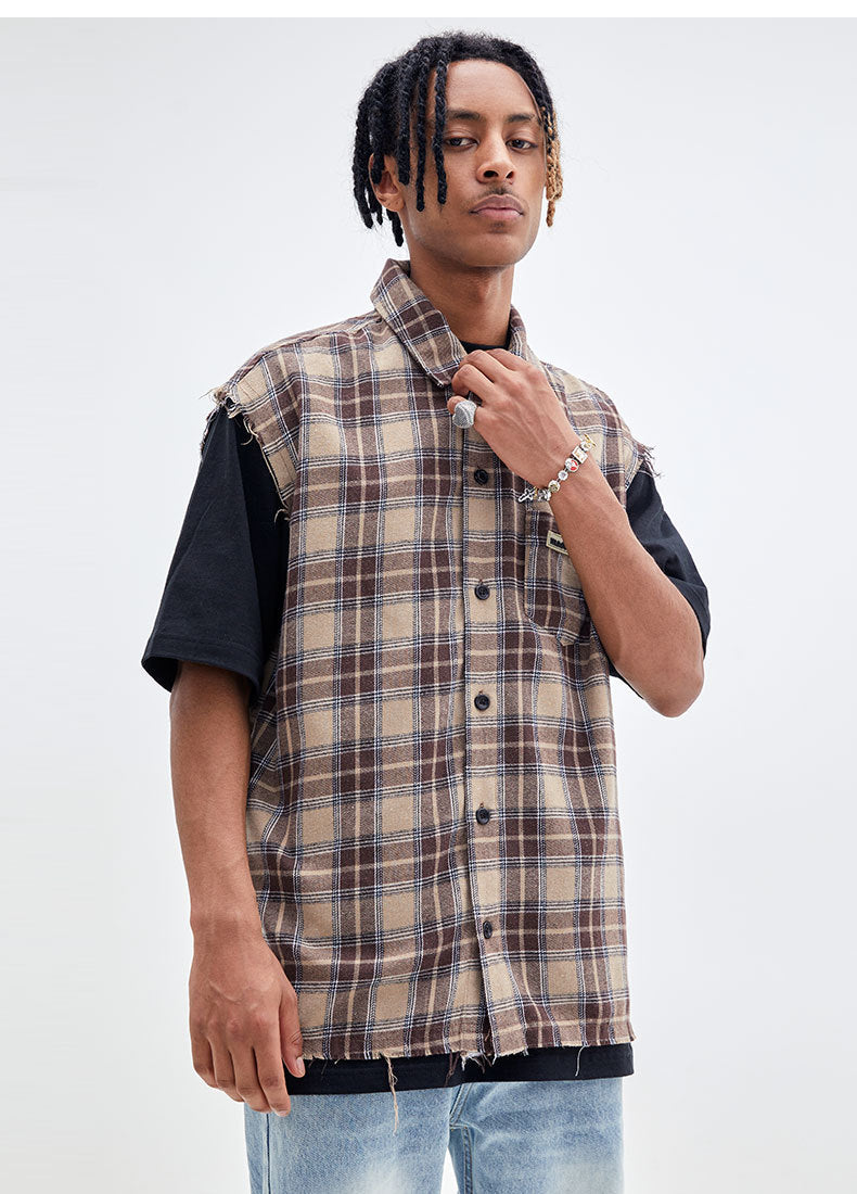 Street Retro Plaid Lapel Casual Shirt