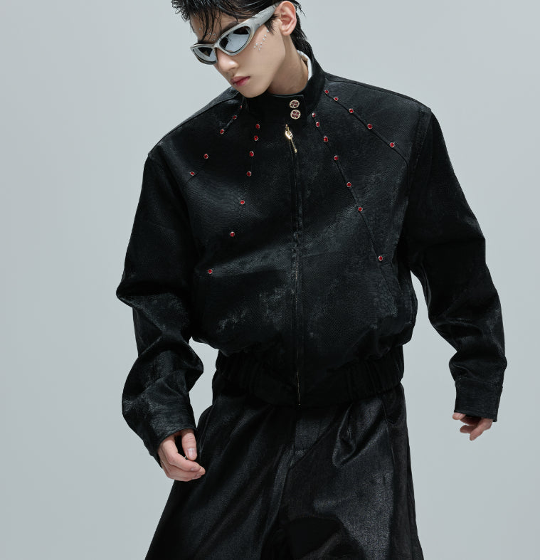 Embellished Stand Collar Short Jacket Autumn