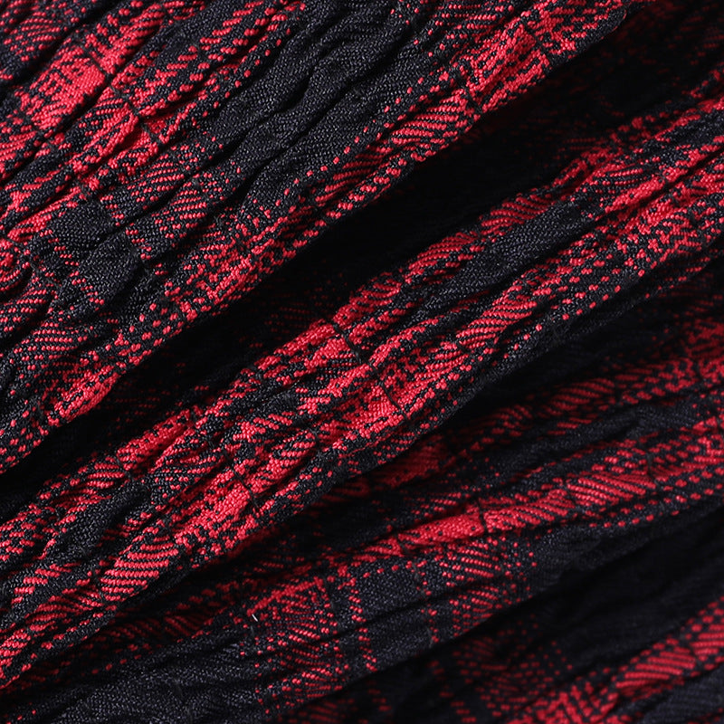 Dark Department Checkered Halter Lace Straps Pleated Skirt