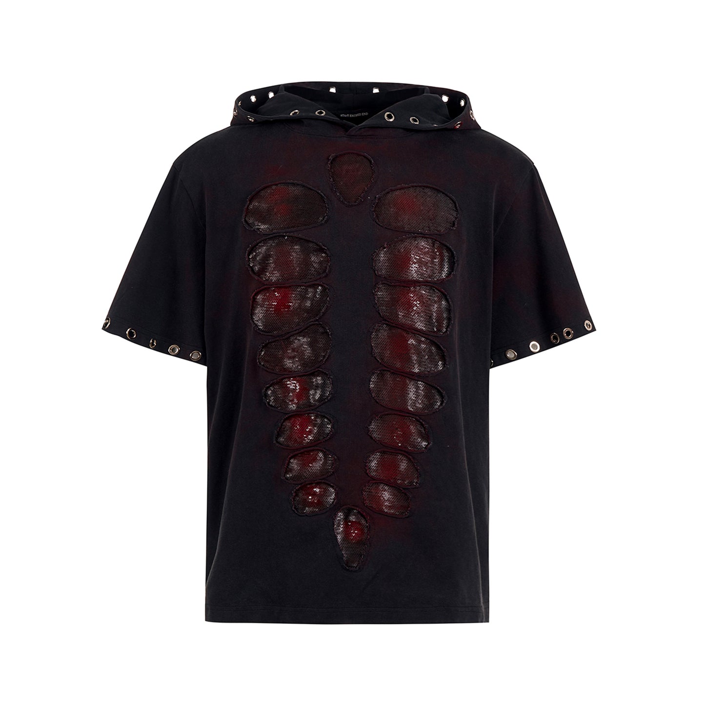Hooded Short-sleeved Men's Cut Sequins Loose-fitting T-shirt