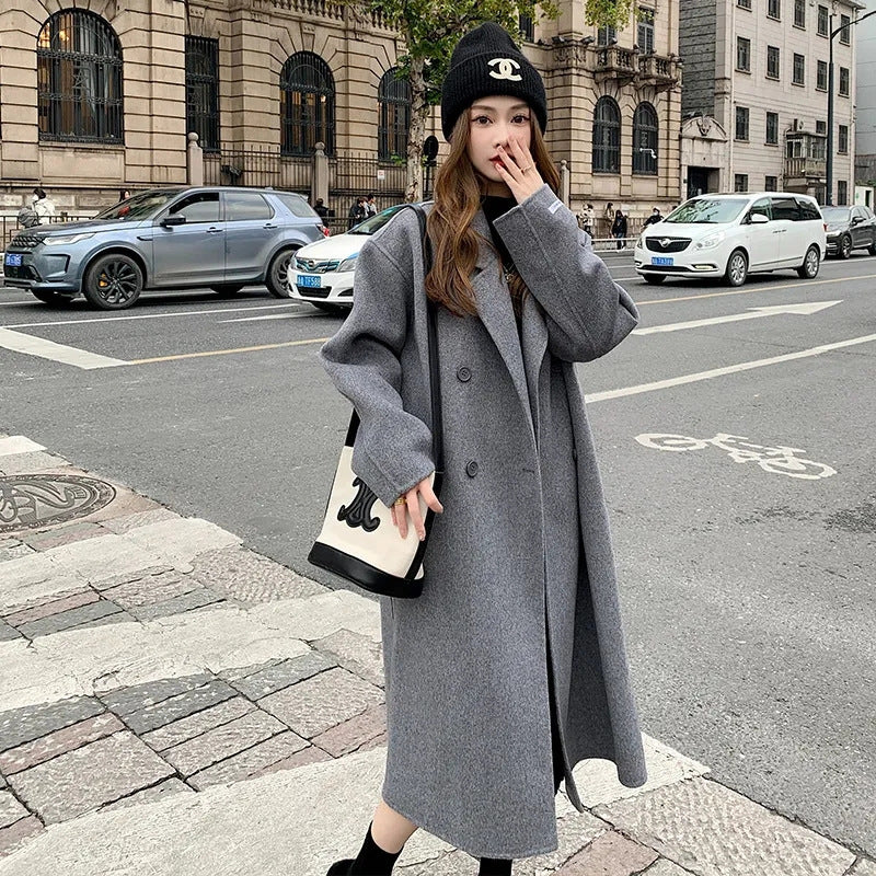 Autumn And Winter New  Style Loose Mid-length Hepburn Style Woolen
