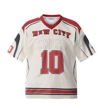 American Retro Printed Baseball Uniform Short Sleeve