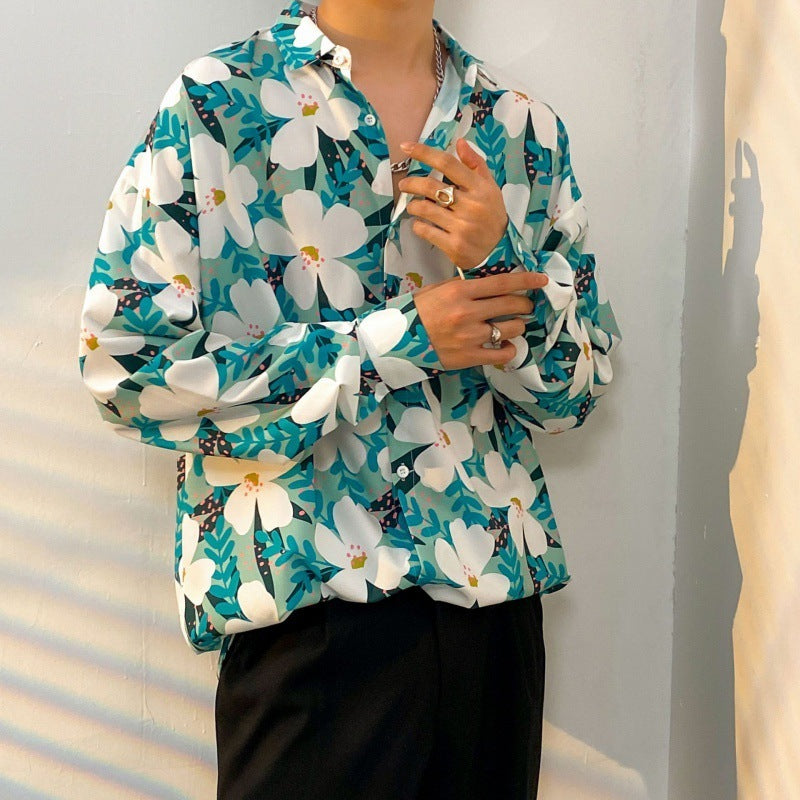 Loose Vintage Floral Shirt Long Sleeve