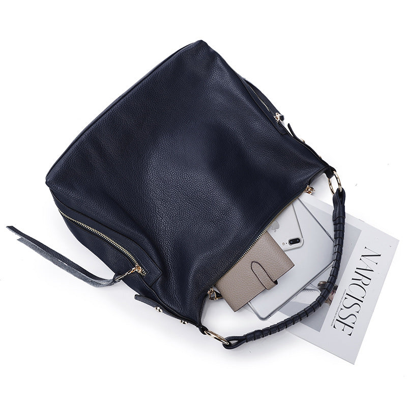 Sac à bandoulière décontracté en cuir grande capacité