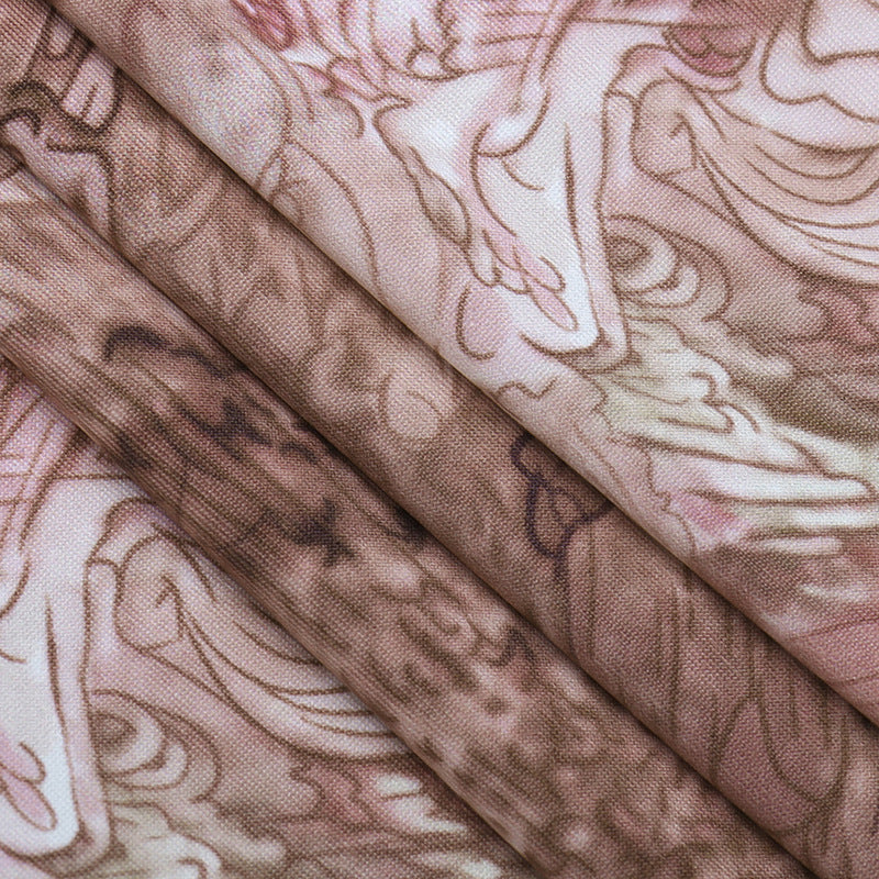 Ruffled Round Neck Printing Short Sleeve