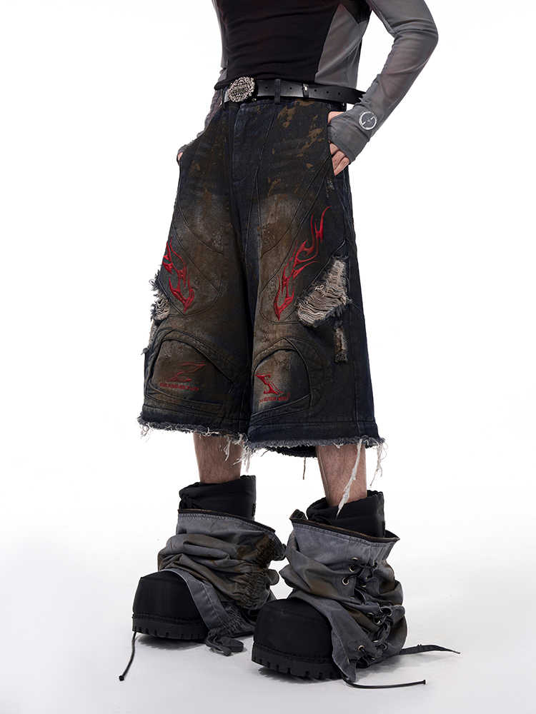 Jeans rétro pour hommes avec jambes de pantalon détachables