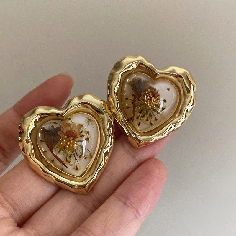 Boucles d'oreilles rétro en forme de cœur pour femmes
