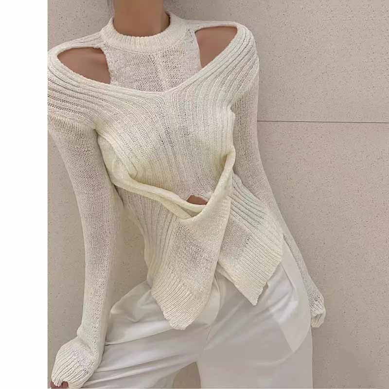Slim Collar Knitted Sweater