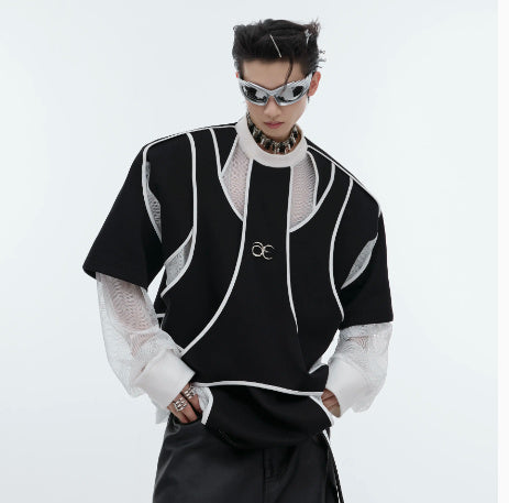 Maglione girocollo a maniche lunghe con spalle imbottite