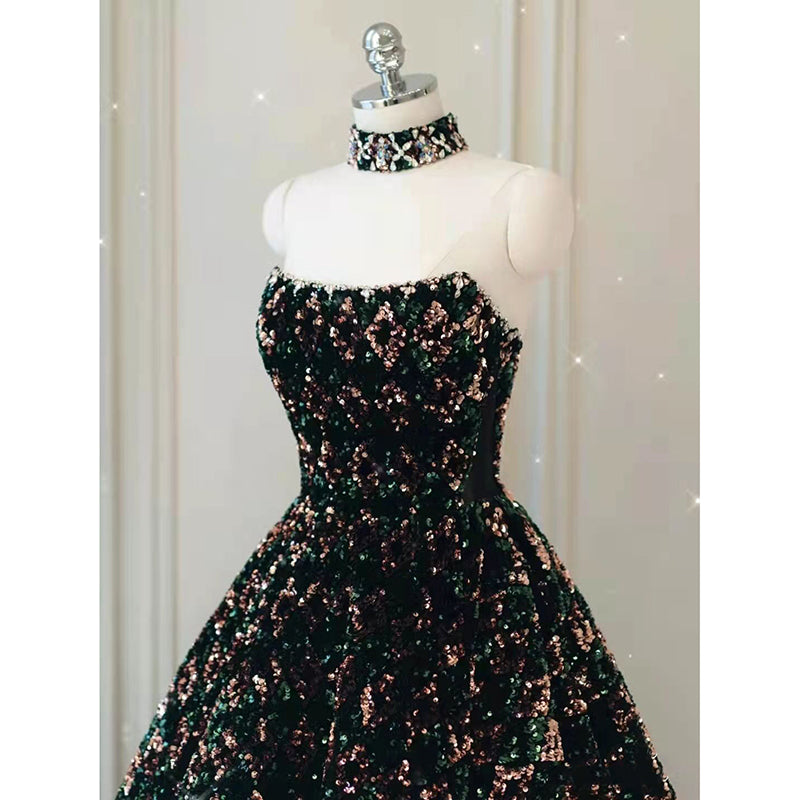 Robe de scène à sequins pour femme, style drag queen, jupe traîne