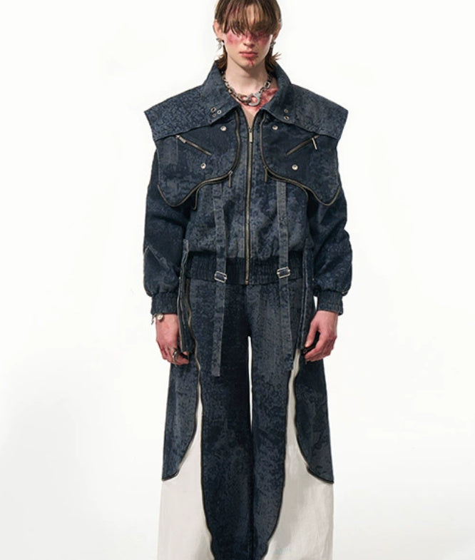 Zipper Structure Stitching Design Sense Machete Jeans