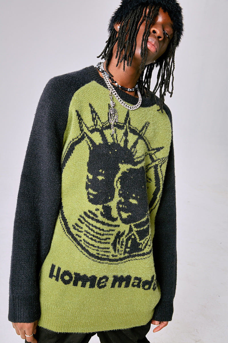 Retro Pattern Embroidered Hip Hop Sweater