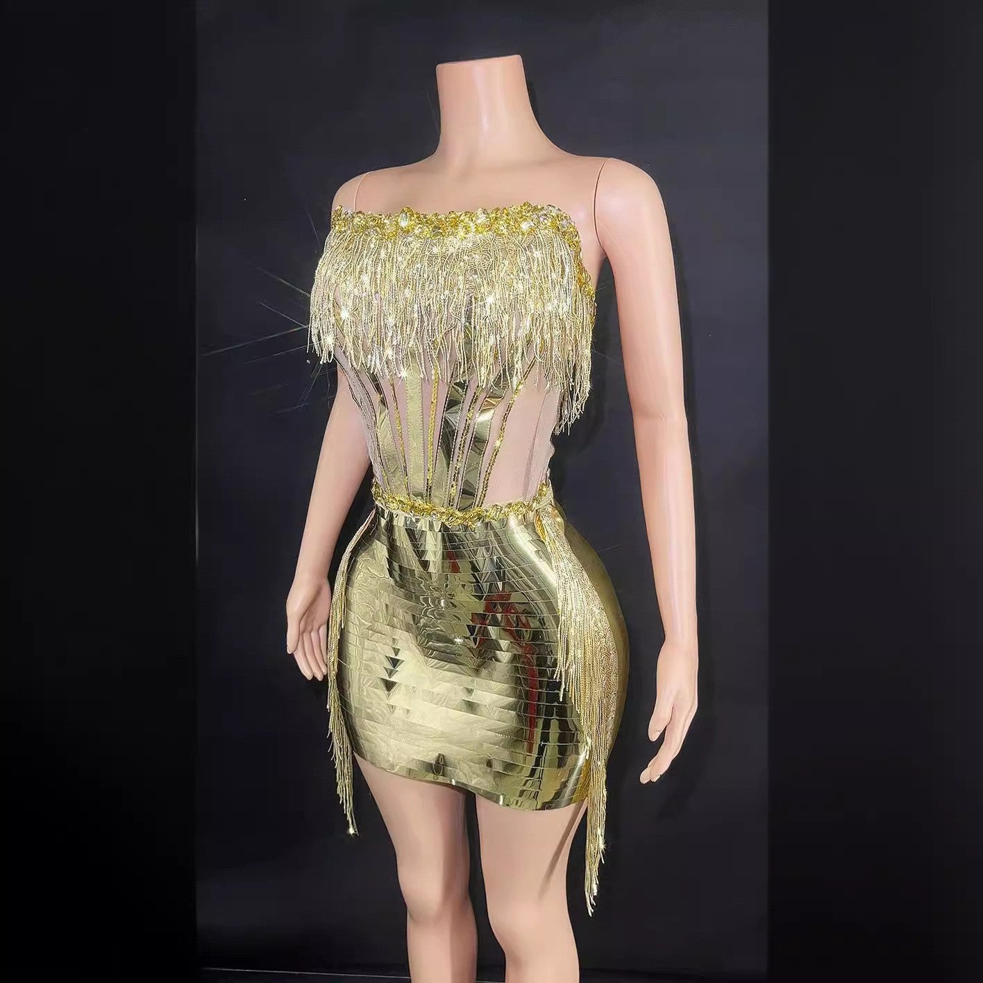 Fashion Hip Tassel Tube Top Short Skirt