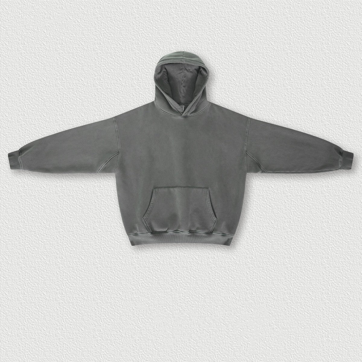 Washed And Worn Padded Hooded Sweatshirt