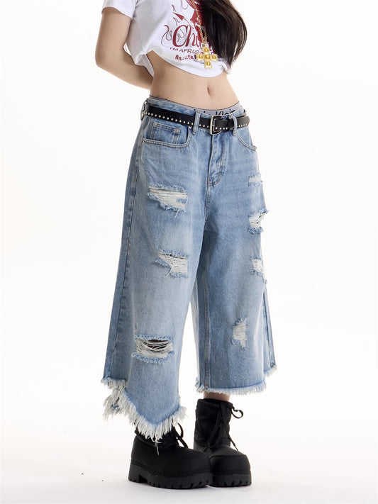 American Retro Hot Girl Ripped Design Jeans