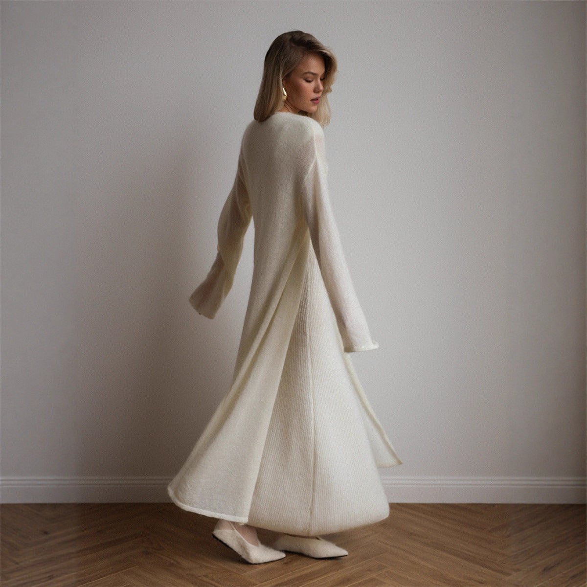 Ensemble deux pièces cardigan, cardigan tricoté, robe sans manches