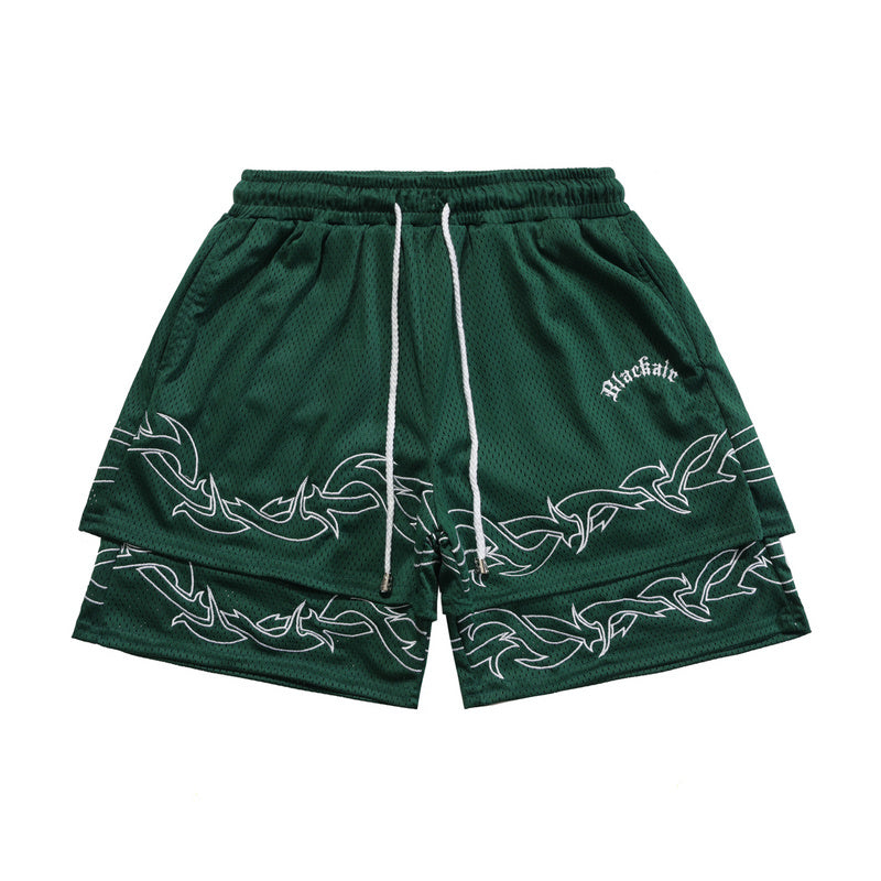 Thorns Fake Two-piece Shorts Male Hip Hop