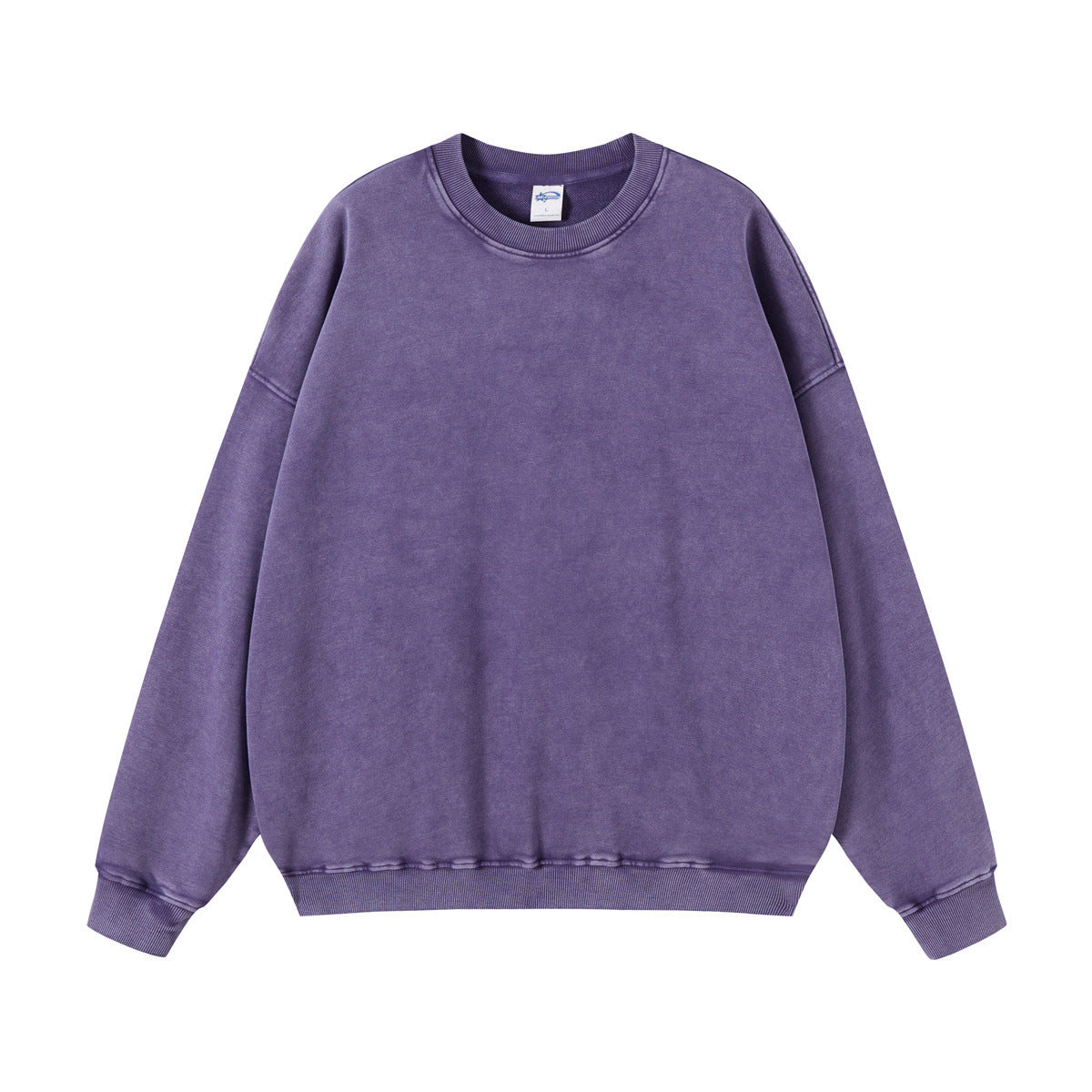 Waxed Heavy Round Neck Sweater Fashion Brand Pure Color Washed Retro Top