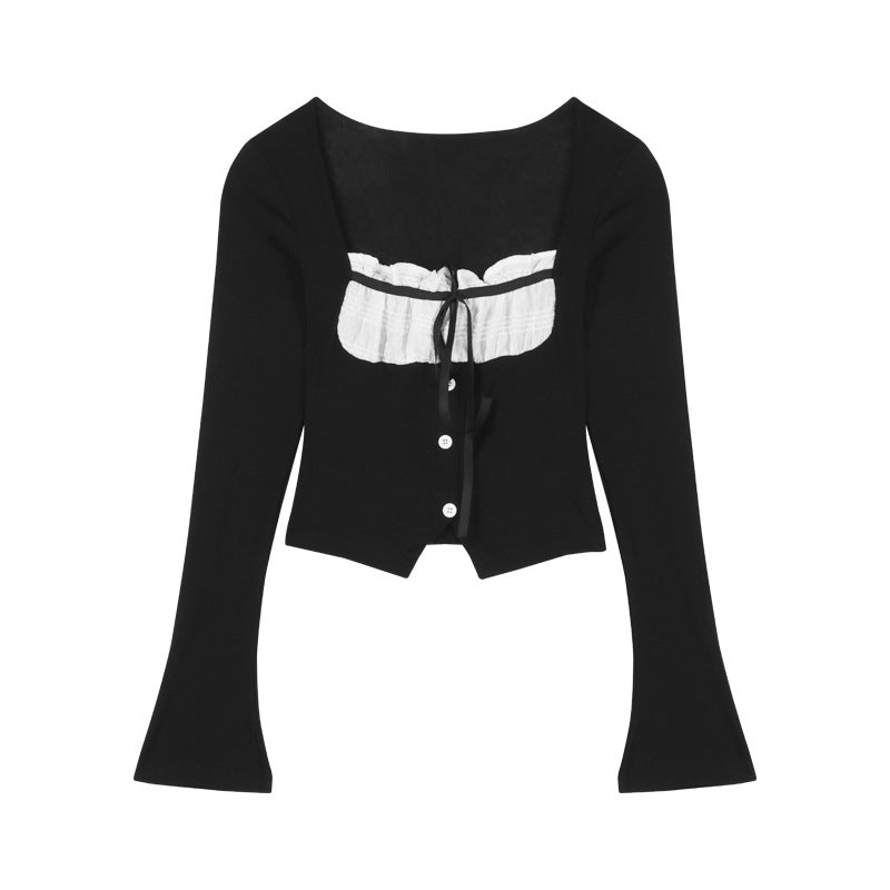 Black And White Color Contrast Patchwork Top