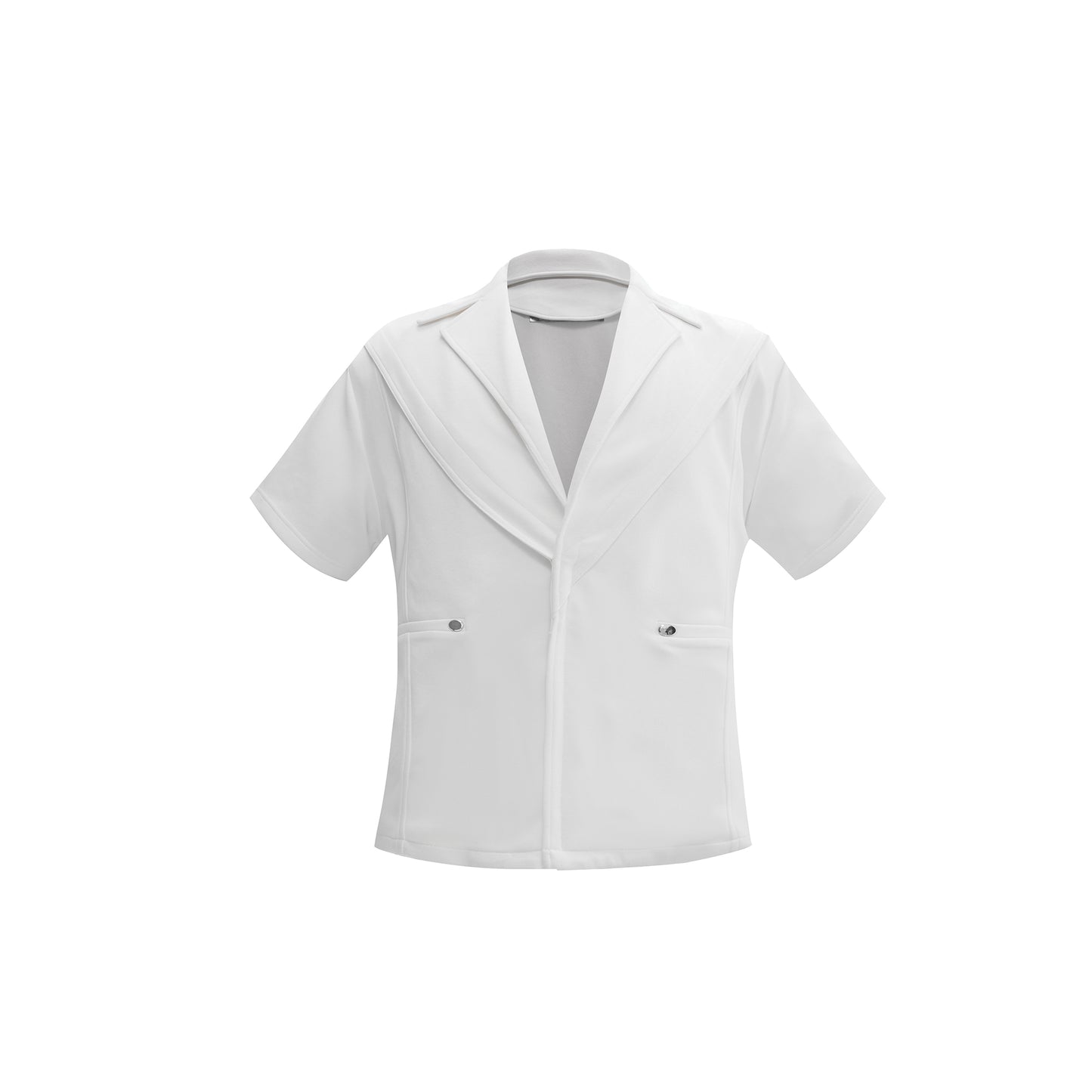 V-neck Short-sleeved Shirt Metal Embellished Loose Top