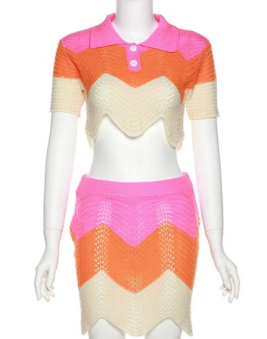 Woolen Top  Multicolor Slim Fit Hip Skirt Suit