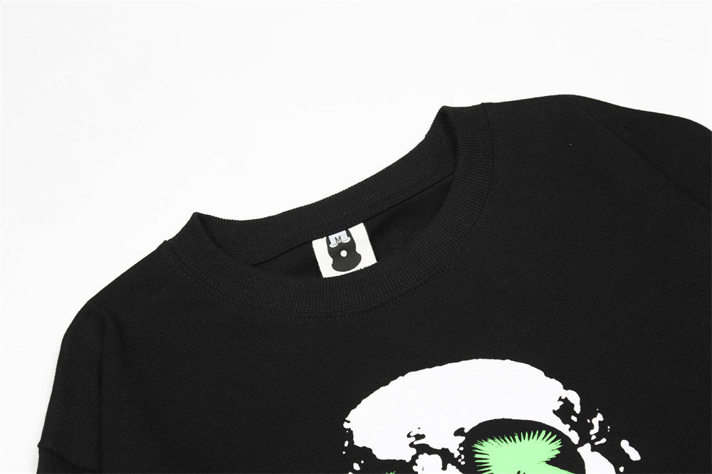 T-shirt à manches longues imprimé tête de mort pour homme