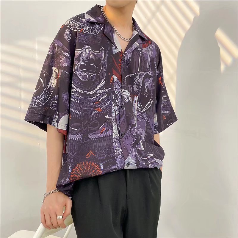 New Hawaiian Wind Printed Short-sleeved Flower Shirt