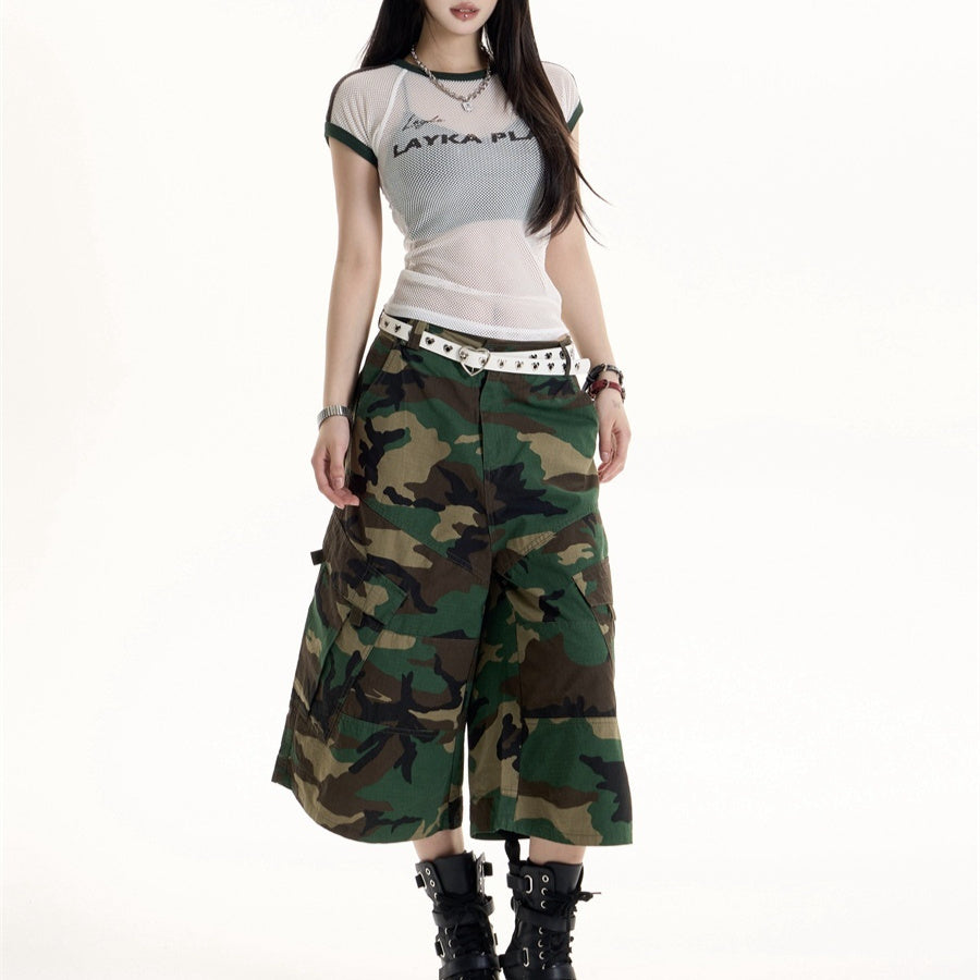 Pantalon cargo camouflage simple style rétro américain