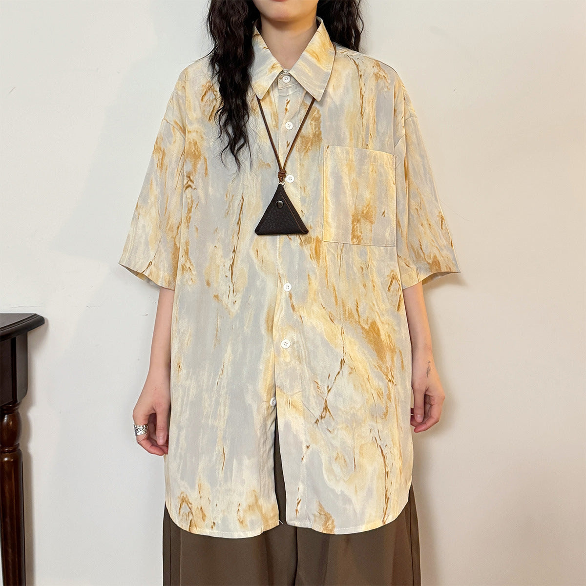 Chemise tie-dye Design Sense Niche à manches courtes