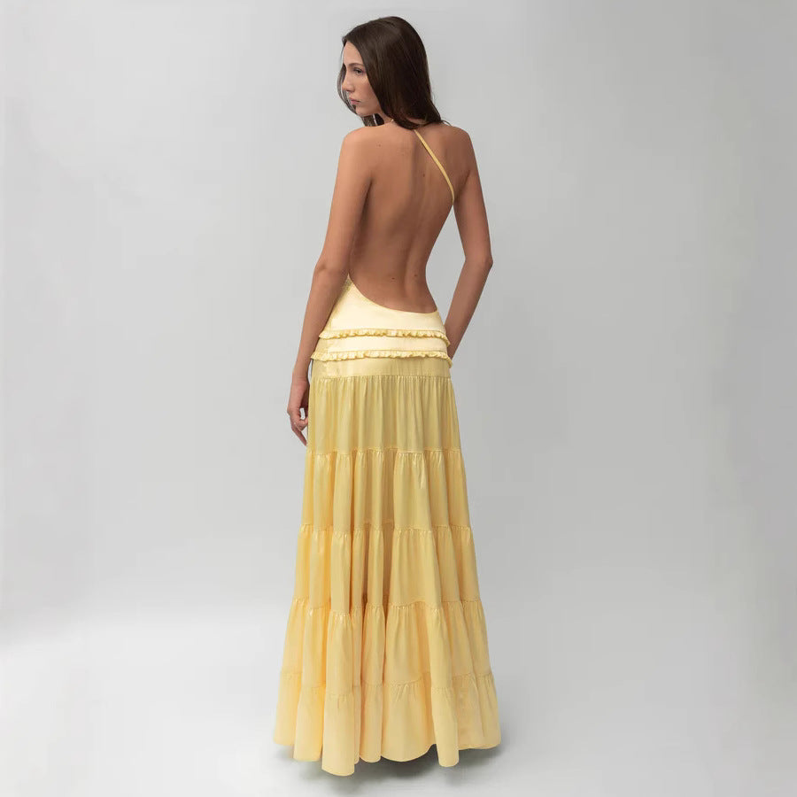 Elegant Dress Backless Sleeveless Fairy Dress Sling Slim Fit Long Dress