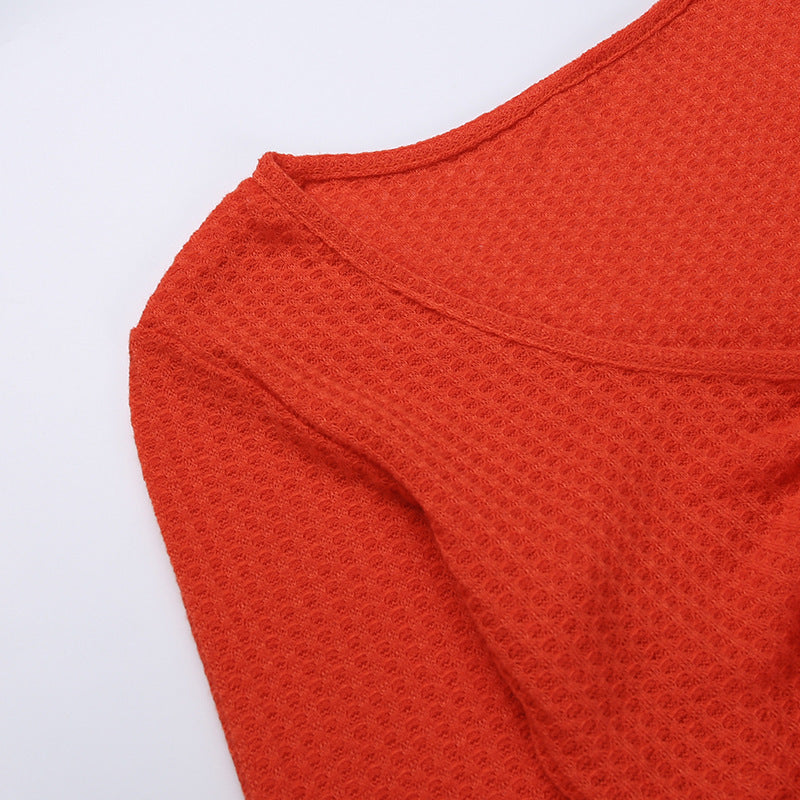 Long Sleeve V-neck Drawstring Skirt Suit Sexy Slim Fit