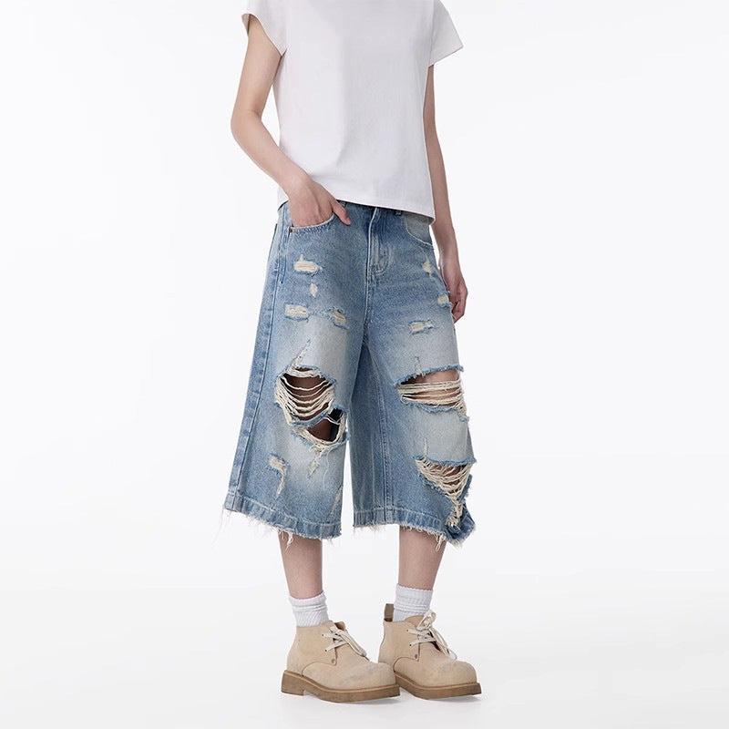 Men's Fashion Personality All-matching Straight Capri Pants