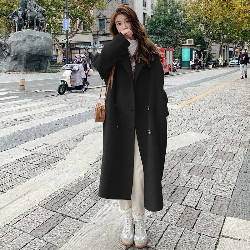 Autumn And Winter New  Style Loose Mid-length Hepburn Style Woolen