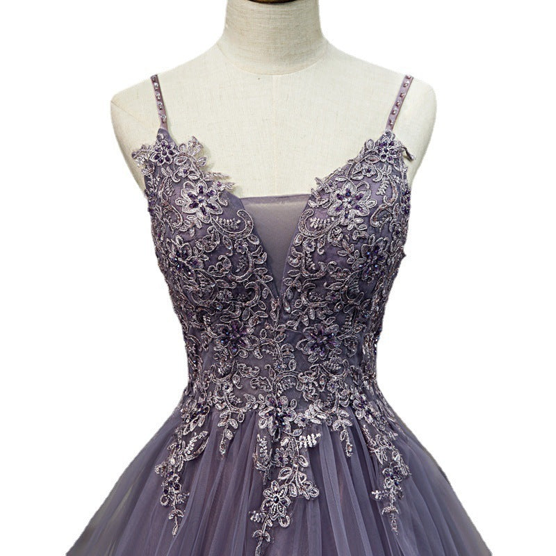 Robe de soirée pour banquet pour femme violette
