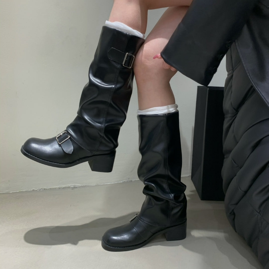 American-style Pleated Pile Style Boots