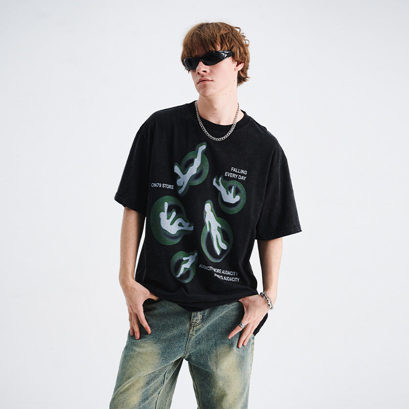 Men's American-style Print Loose Short Sleeve