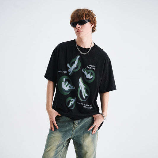 Men's American-style Print Loose Short Sleeve