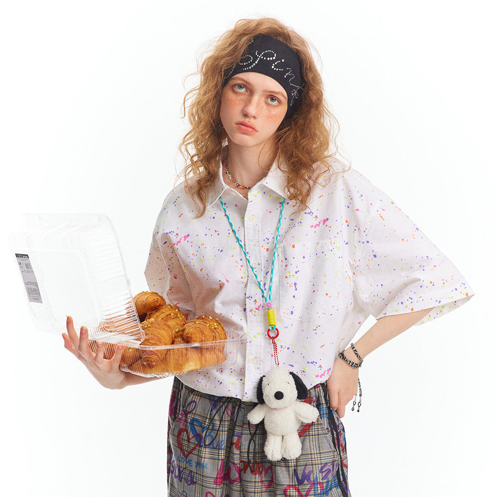 Splash-ink Short-sleeved Shirt For Men And Women