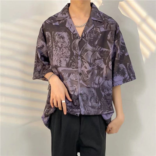 New Hawaiian Wind Printed Short-sleeved Flower Shirt