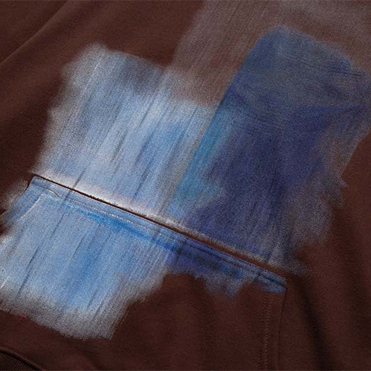 Vintage Creative Blurred Image Washed Hooded Sweatshirt