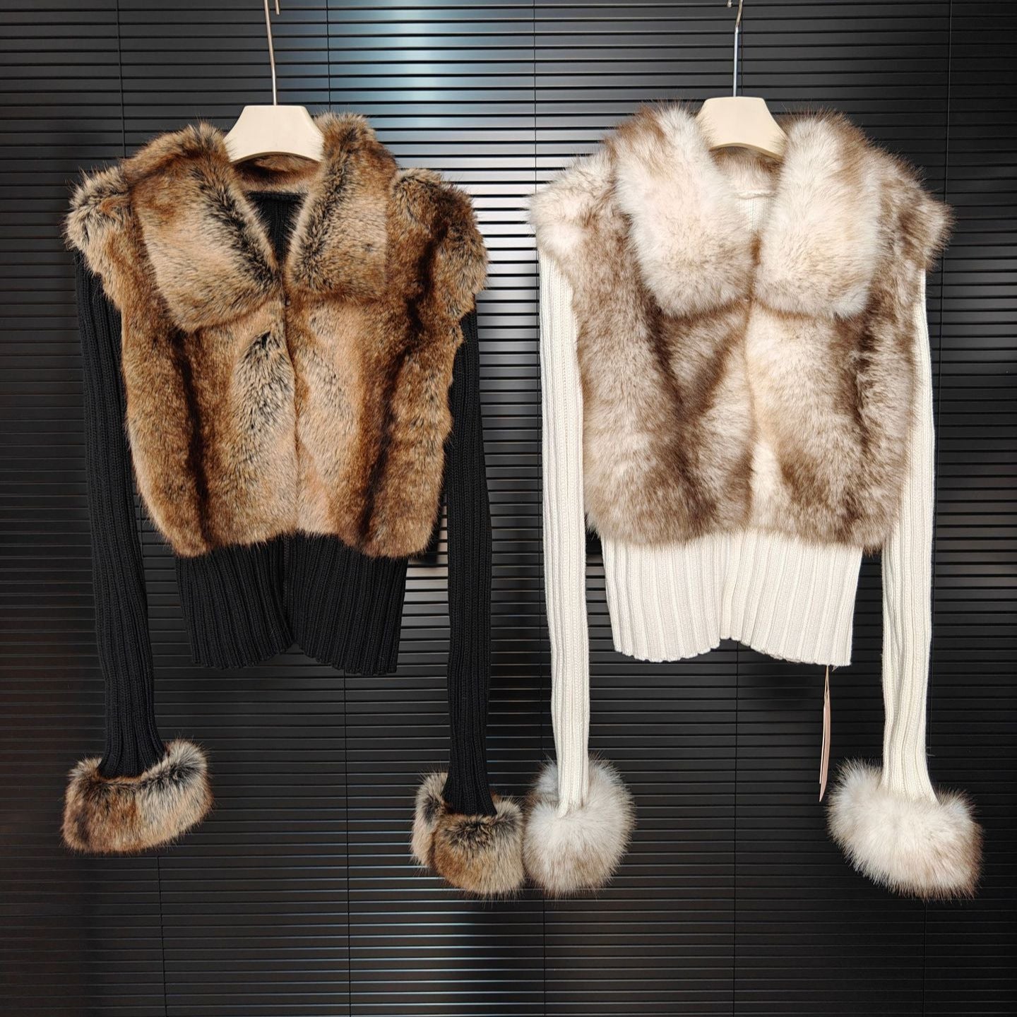 Winter New Environmentally Friendly Wool Slim Fit PatchworkFur Sweater